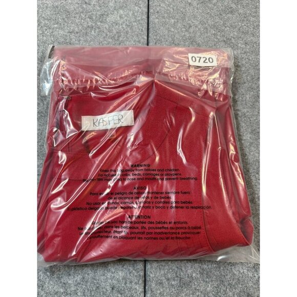 Kasper Sheath Dress Women's 10 Red Lined Stretch Round Neck Sleeveless Back Zip - Picture 8 of 8